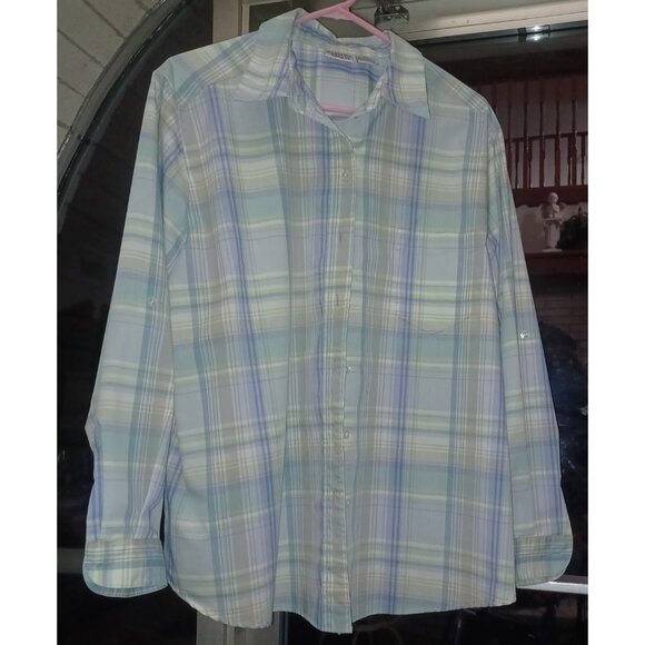 Allison Daley Women's Button-Up Blouse XL Pastels Plaid - Picture 1 of 5